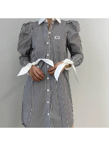 Burberry Ladies Black Striped Cotton Poplin Shirt Dress, Brand Size 6 (US Size 4) - BURBERRY - BALAAN 1