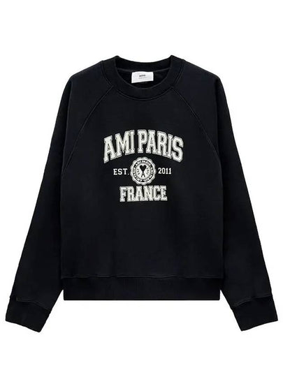 Paris Logo Patch Sweatshirt Black - AMI - BALAAN 2