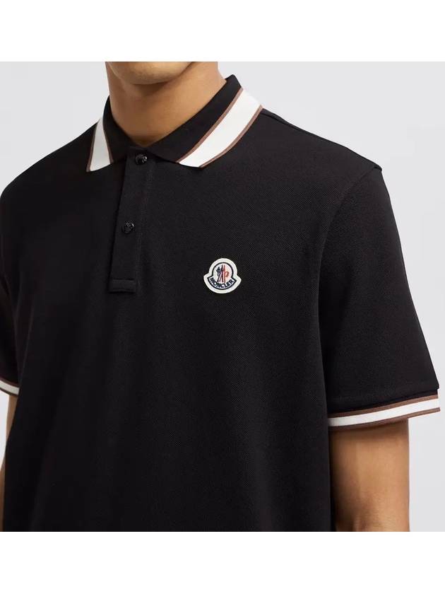 Logo Patch Polo Shirt Black - MONCLER - BALAAN 4