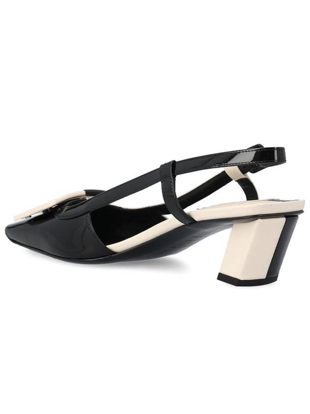 Belle Vivier Patent Leather Slingback Heel Black White - ROGER VIVIER - BALAAN 4