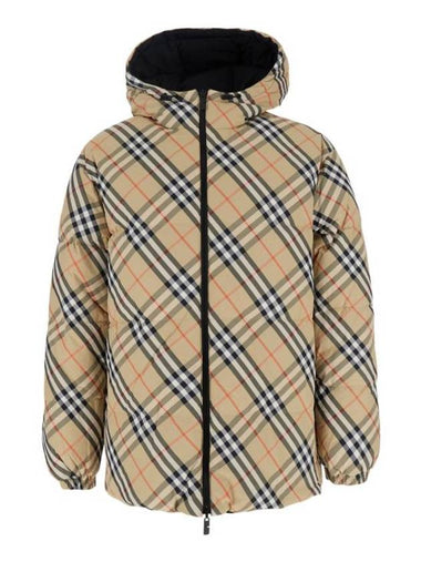 Check Hood Down Padding Beige - BURBERRY - BALAAN 1