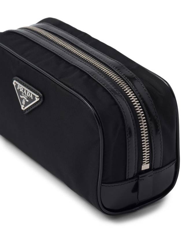 Re-Nylon Brushed Leather Pouch Black - PRADA - BALAAN 6