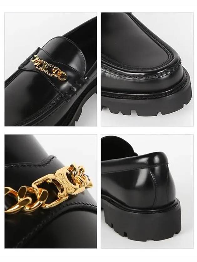 Triomphe Magaret Chain Chunky Leather Loafers Black - CELINE - BALAAN 4