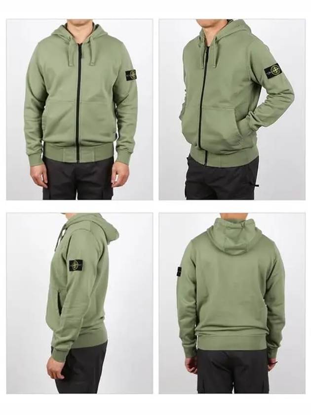 Wappen Patch Cotton Hooded Zip Up Sage - STONE ISLAND - BALAAN 3