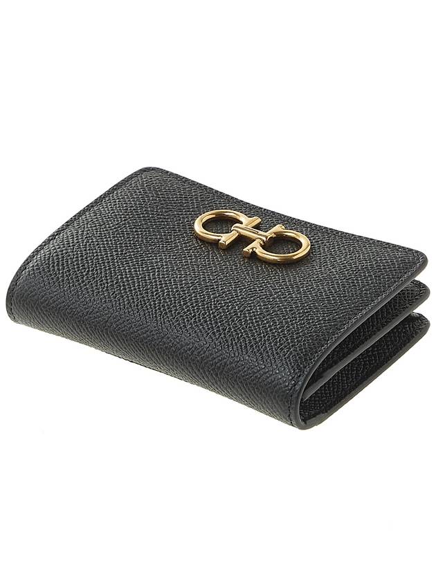 Gancini Leather Card Wallet Black - SALVATORE FERRAGAMO - BALAAN 5