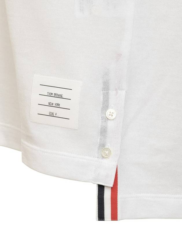 Striped Detail Crew Neck Cotton Short Sleeve T-Shirt White - THOM BROWNE - BALAAN 4