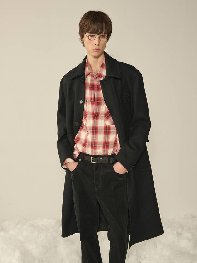 Oversized Out Pocket Felt Mac Coat Black - KINETO - BALAAN 1