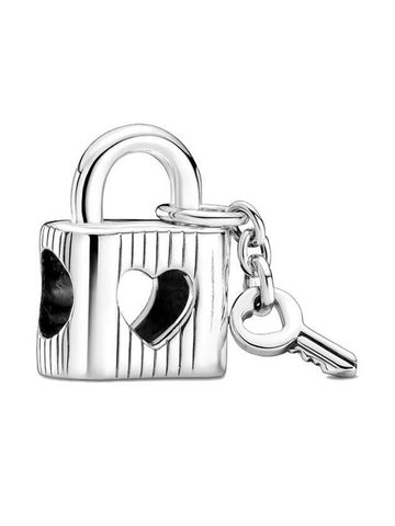 Paddle Lock Padlock Heart Key Charm Silver - PANDORA - BALAAN.