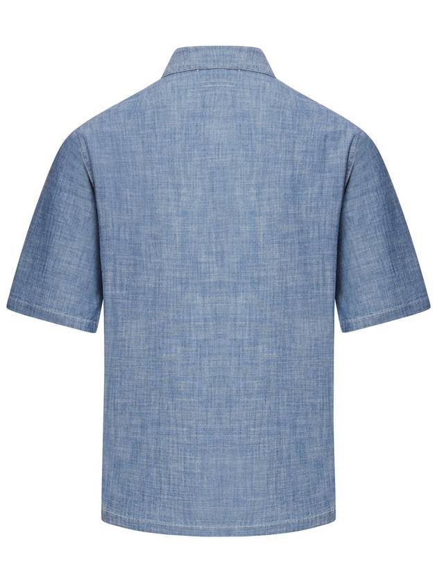 Chambray Logo Short Sleeve Shirt Blue - CP COMPANY - BALAAN 3