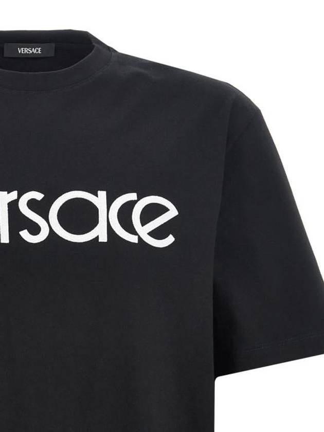 Logo Crewneck Short Sleeve T-Shirt Black - VERSACE - BALAAN 4