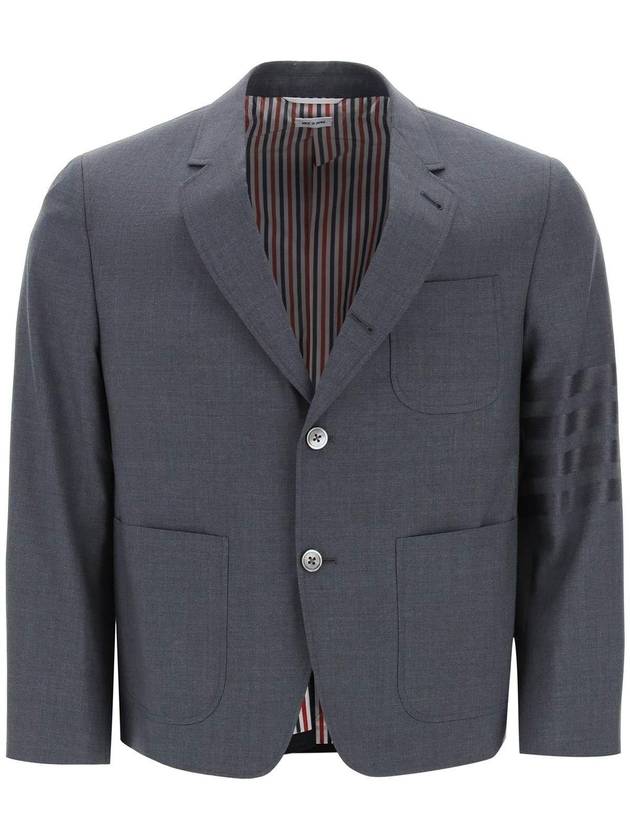 4 Bar Stripe Wool Jacket Dark Jacket - THOM BROWNE - BALAAN 2