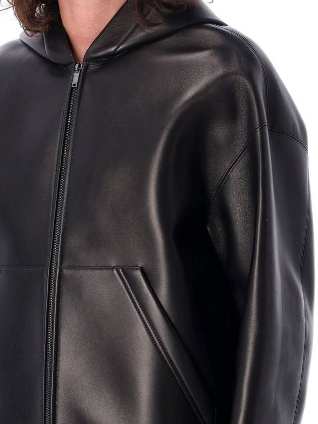 Valentino Garavani Hooded Leather Bomber - VALENTINO - BALAAN 3