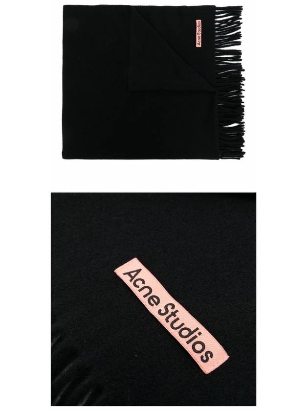 Logo Wool Fringe Scarf Black - ACNE STUDIOS - BALAAN 6