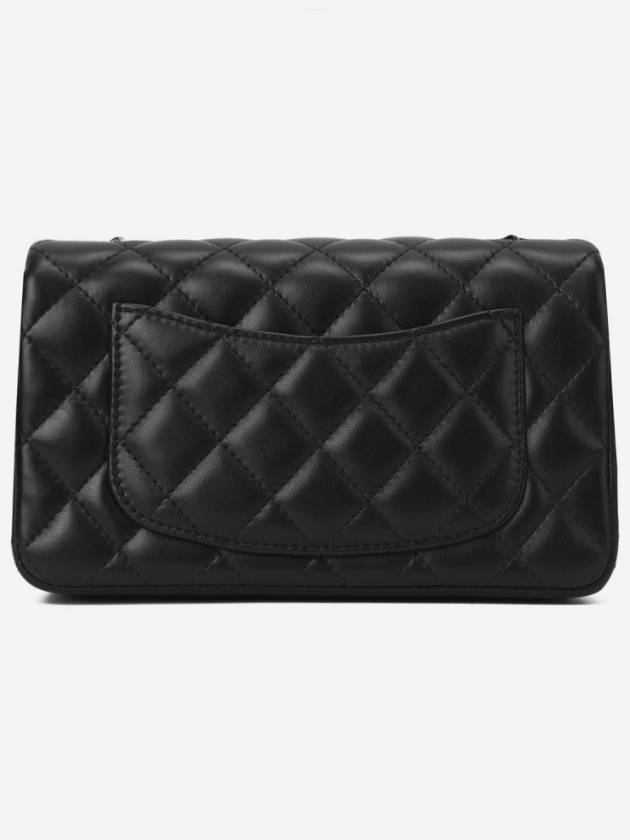 Mini Flap Crossbody Bag Lambskin Silver Black - CHANEL - BALAAN 6