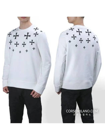 Men s Multi Cross Print White Sweatshirt 1156600 - NEIL BARRETT - BALAAN 1