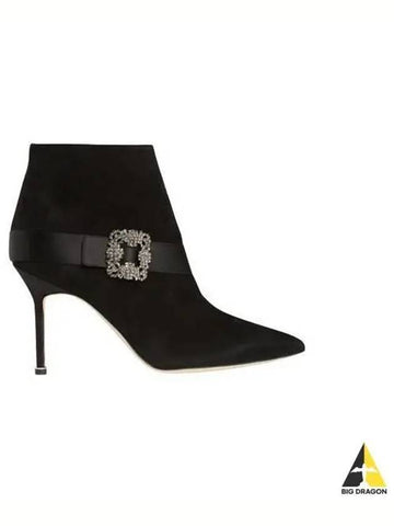 Manolo Blahnik Women s Crystal Buckle Ankle Boots Black PLINIANU - MANOLO BLAHNIK - BALAAN 1