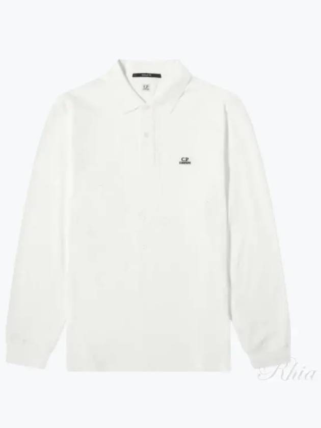 Logo Print Long Sleeve Polo Shirt White - CP COMPANY - BALAAN 2