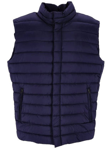 Men's Press Stud Vest Padded Blue - HERNO - BALAAN 1