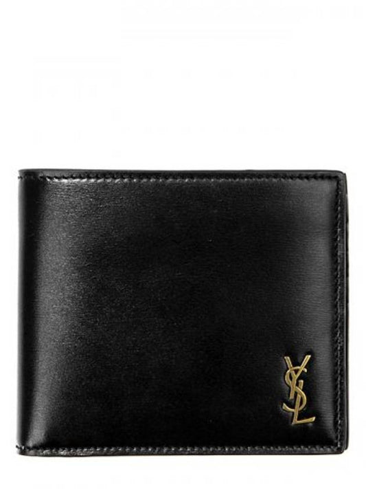 Tiny Monogram Half Wallet Black Gold - SAINT LAURENT - BALAAN