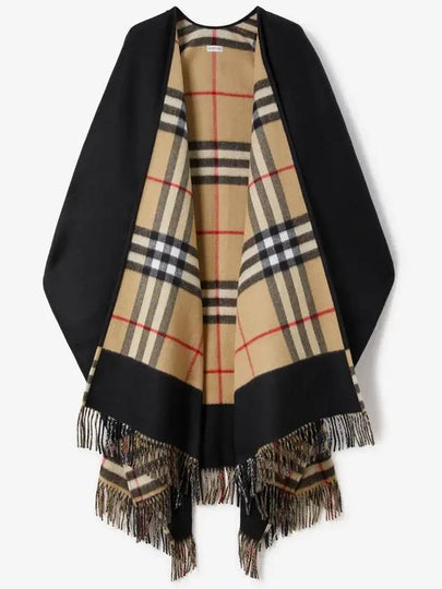 Vintage Check Pattern Wool Cashmere Cape Black - BURBERRY - BALAAN 2