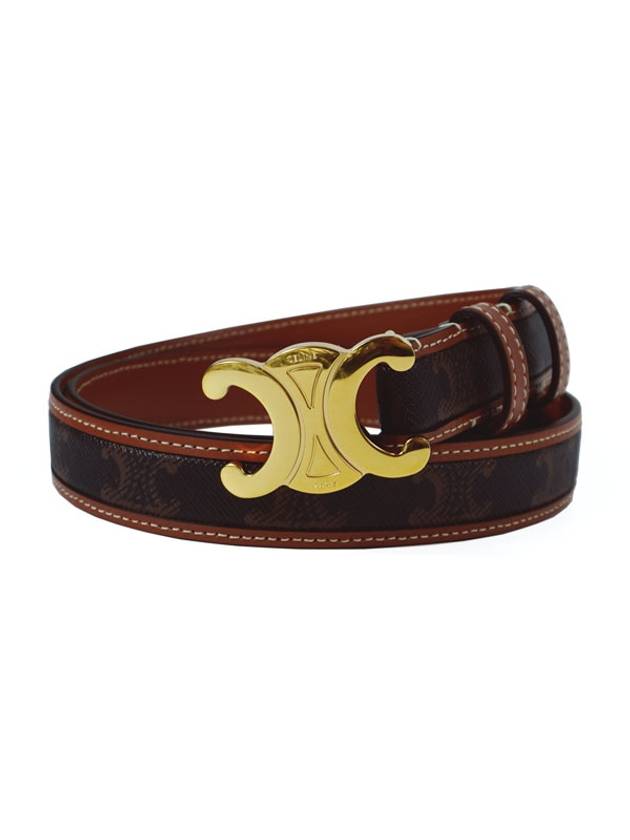 Women's Medium Triomphe Canvas Calfskin Belt Brown - CELINE - BALAAN 1