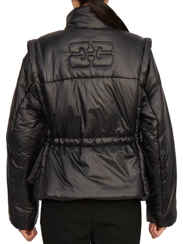 Shiny Quilted Vest Zip-Up Jacket Black - GANNI - BALAAN 8