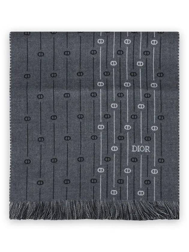 CD Icon Stripe Wool Scarf Grey - DIOR - BALAAN 3