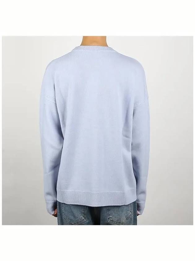 Intarsia Fox Head Comfort Knit Top Sky Blue - MAISON KITSUNE - BALAAN 5