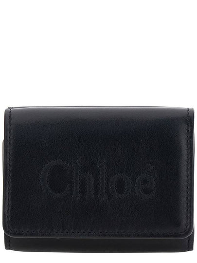 Embroidered Logo Leather Half Wallet Black - CHLOE - BALAAN 2