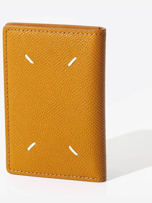 Stitched Bi-Fold Leather Card Wallet Mustard - MAISON MARGIELA - BALAAN 5