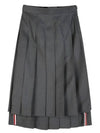 Super 120S Twill Below Knee Pleated Skirt Medium Grey - THOM BROWNE - BALAAN 2