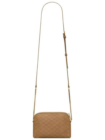 Gaby Quilted Lambskin Chain Cross Bag Brown - SAINT LAURENT - BALAAN 1