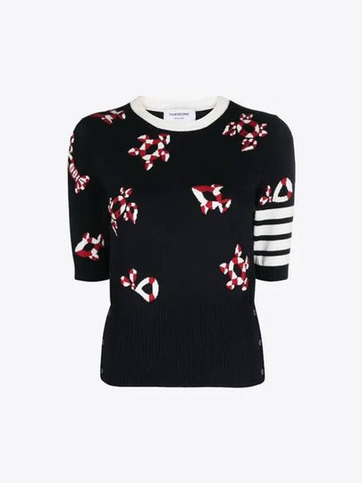 Women's 4 Bar Intarsia Knit Top Navy - THOM BROWNE - BALAAN 2