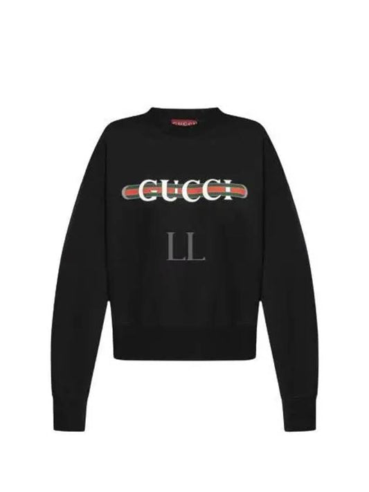 Print Cotton Jersey Sweatshirt Black - GUCCI - BALAAN 2