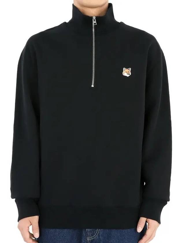 Fox Head Patch Half Zipper Sweatshirt Black - MAISON KITSUNE - BALAAN 3