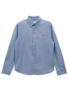 Button Down Classic Institutional Fox head Patch Long Sleeve Shirt Blue - MAISON KITSUNE - BALAAN 2