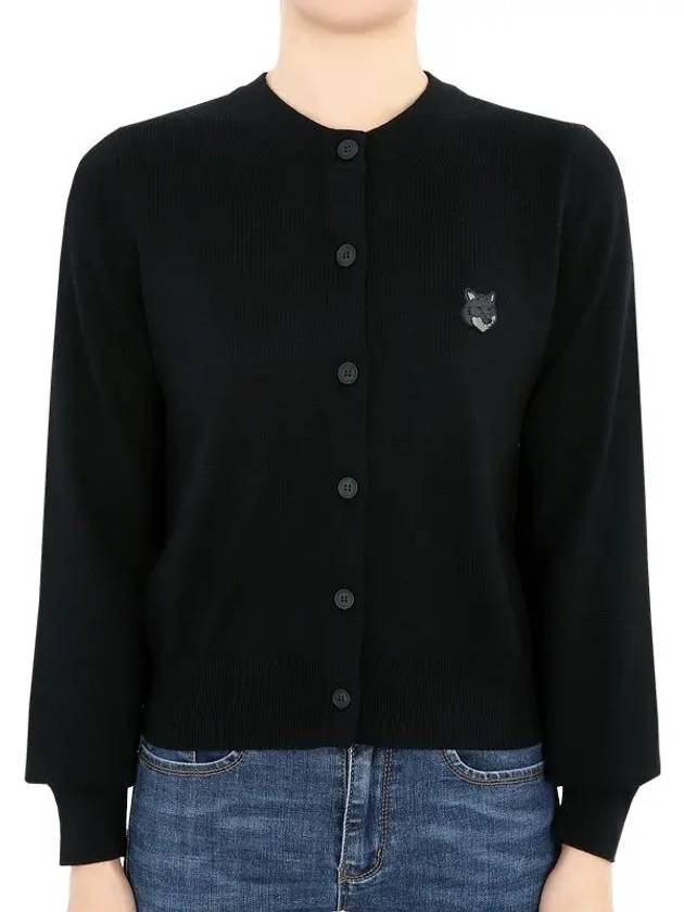 Bold Fox Head Patch Regular Cardigan Black - MAISON KITSUNE - BALAAN 2