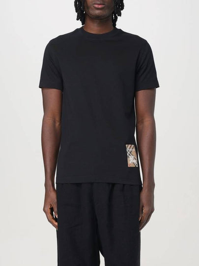 Check Label Cotton Short Sleeve T-Shirt Black - BURBERRY - BALAAN 2