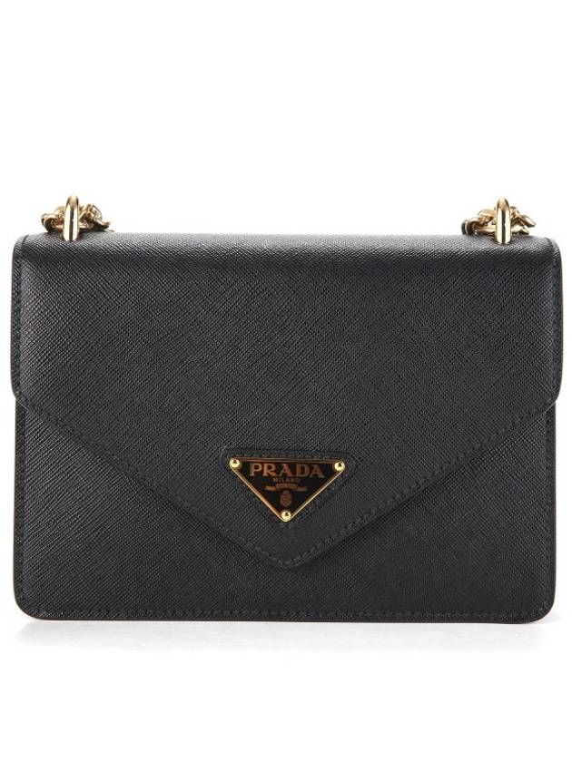 Saffiano Leather Envelope Chain Shoulder Bag Black - PRADA - BALAAN 2