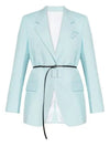 Belted Wool Blazer Jacket Light Blue - BOTTEGA VENETA - BALAAN 2