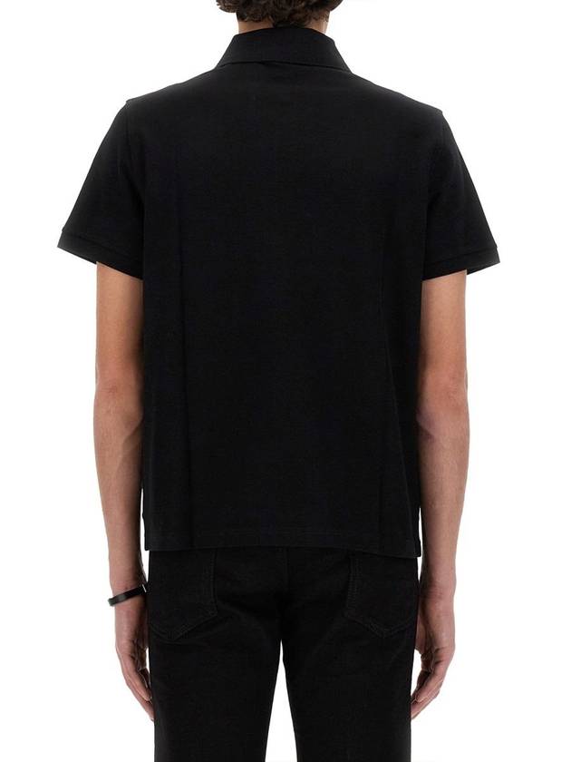 Men's Monogram Cotton Short Sleeve Polo Shirt Black - SAINT LAURENT - BALAAN 4