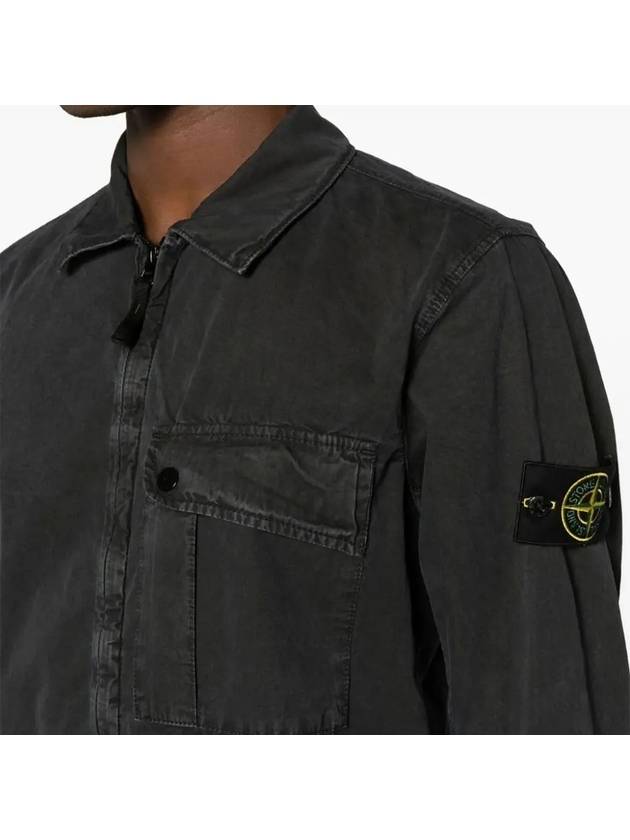 Old Treatment Garment Dyed Overshirt Jacket Charcoal - STONE ISLAND - BALAAN 4