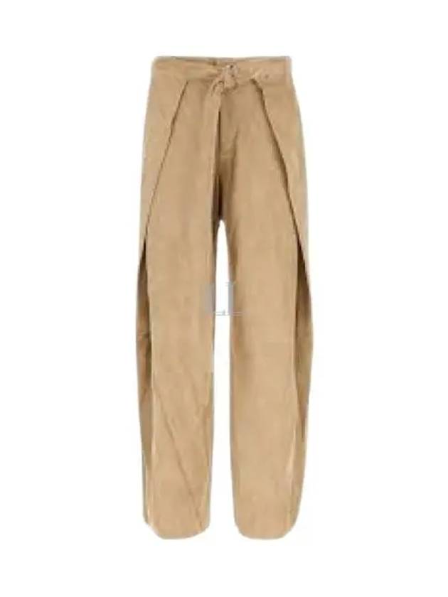 Suede Belt Strap Slacks Beige - AMI - BALAAN 2