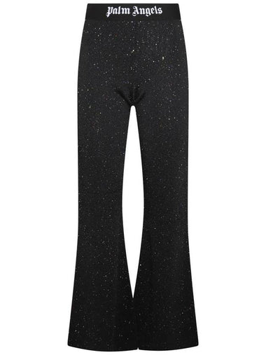 Black White Viscose Blend Trousers PWHG021E23KNI0011001 B0560956172 - PALM ANGELS - BALAAN 1