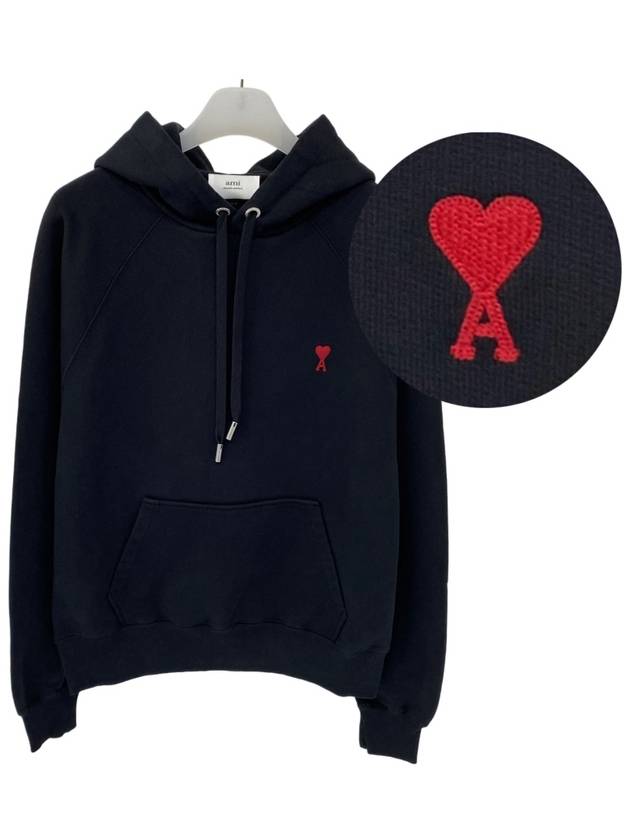 Small Heart Embroidered Logo Hooded Sweatshirt BFUSW205 747 - AMI - BALAAN 1