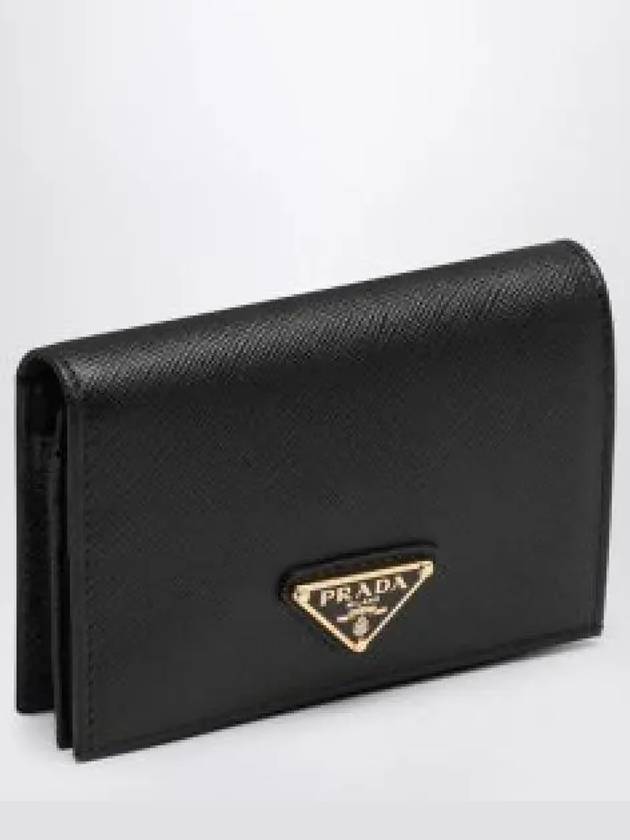 Small Saffiano Leather Half Wallet Black - PRADA - BALAAN 2