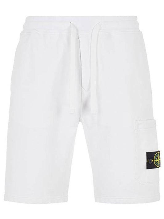 Waffen Patch  Fleece Bermuda Shorts White - STONE ISLAND - BALAAN 2