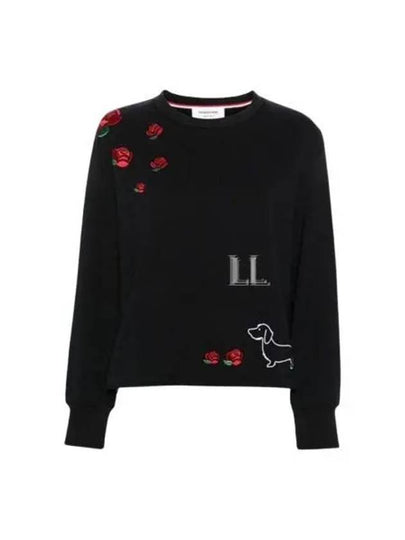 Loopback Hector Rose Oversized Crew Neck Cotton Sweatshirt Navy - THOM BROWNE - BALAAN 2