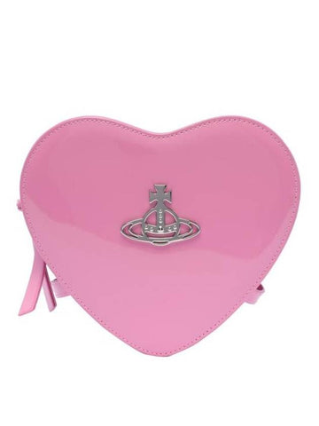 Louise Heart Logo Plaque Leather Cross Bag Pink - VIVIENNE WESTWOOD - BALAAN 1