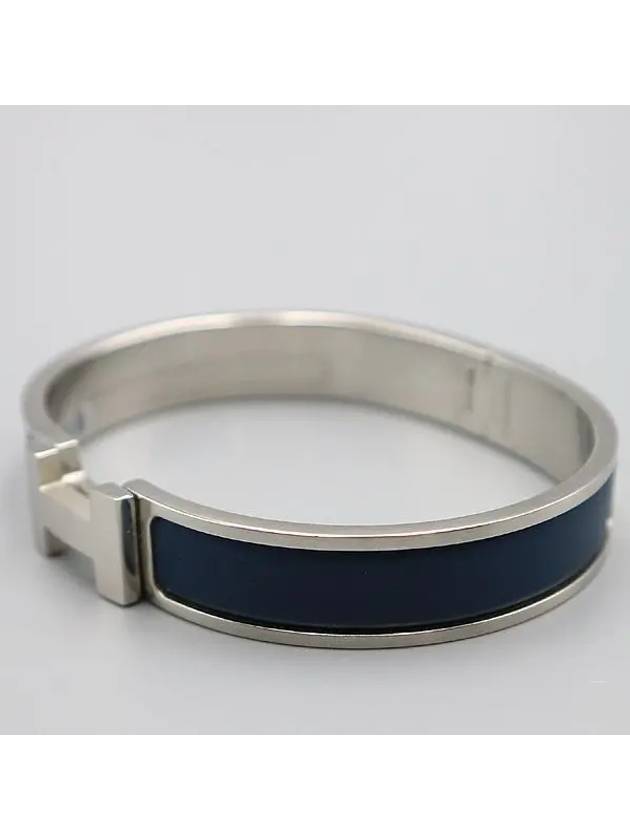 CLIC Click Ash GM Silver Matte Navy Bangle Bracelet - HERMES - BALAAN 2